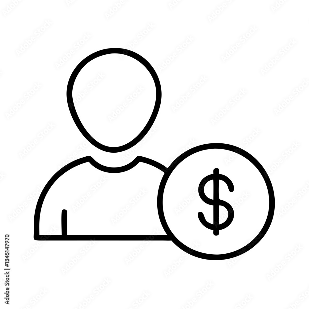 User Holding Dollar Sign Icon for Financial Representation User Holding Dollar Sign Icon for Financial Representation
