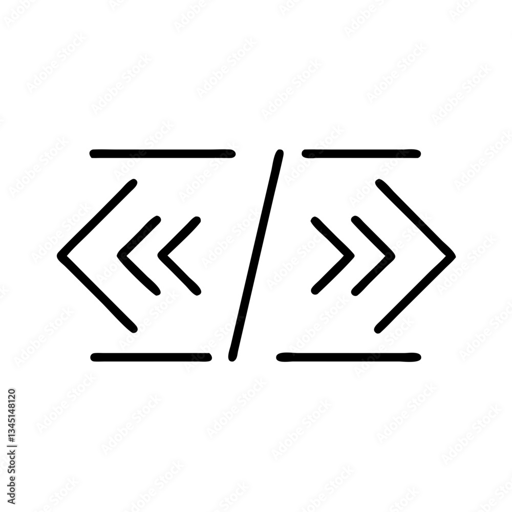 Code Lines with Arrows in Minimalist Style on White Background Code Lines with Arrows in Minimalist Style on White Background