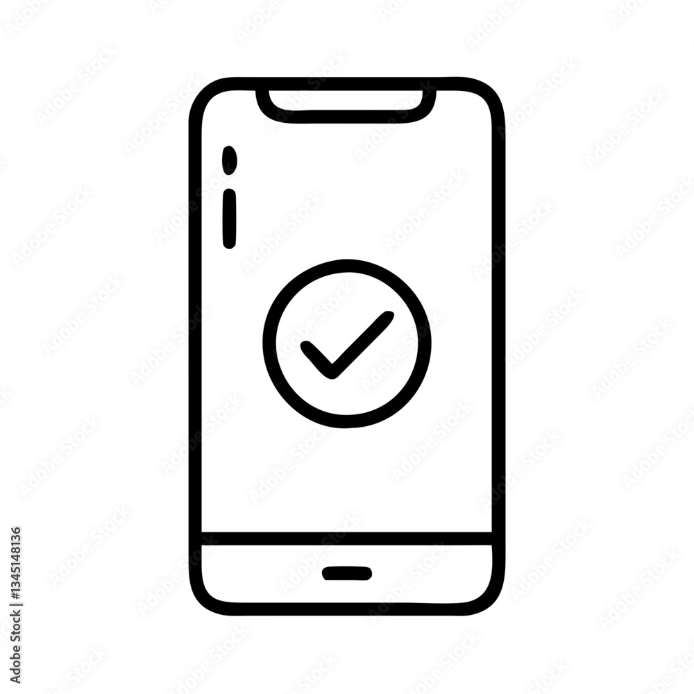 smartphone with checkmark indicating confirmation smartphone with checkmark indicating confirmation