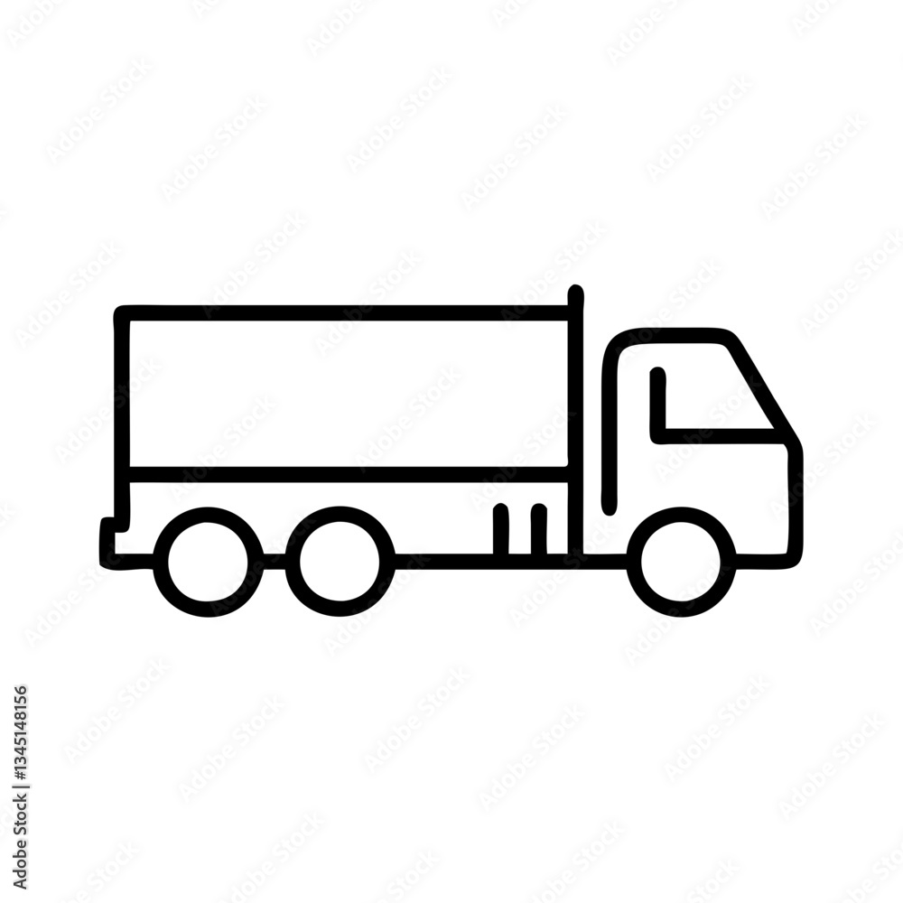 Simple outline of a truck icon against a white background Simple outline of a truck icon against a white background