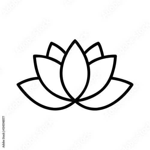 Minimalist Lotus Flower Illustration in Black and White  