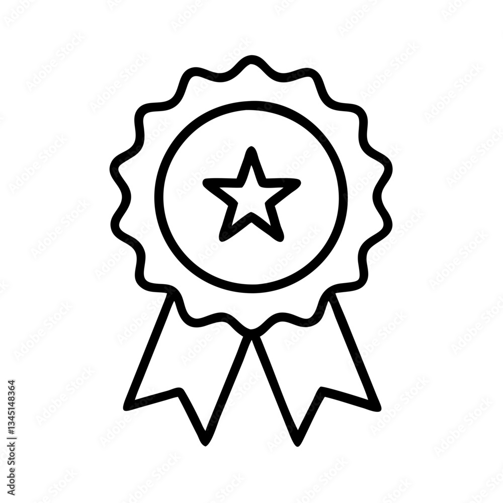 Certification Badge with Star Outline and Ribbons Certification Badge with Star Outline and Ribbons