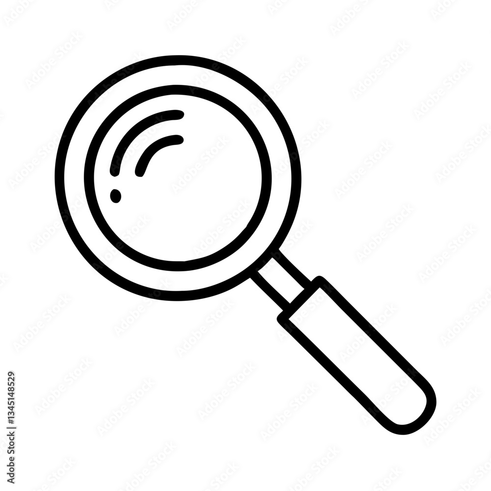 Magnifying Glass Icon in Simple Line Art Style Magnifying Glass Icon in Simple Line Art Style
