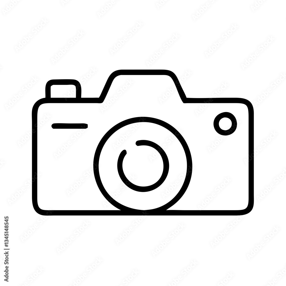 Camera icon outline with minimalist design on white background Camera icon outline with minimalist design on white background