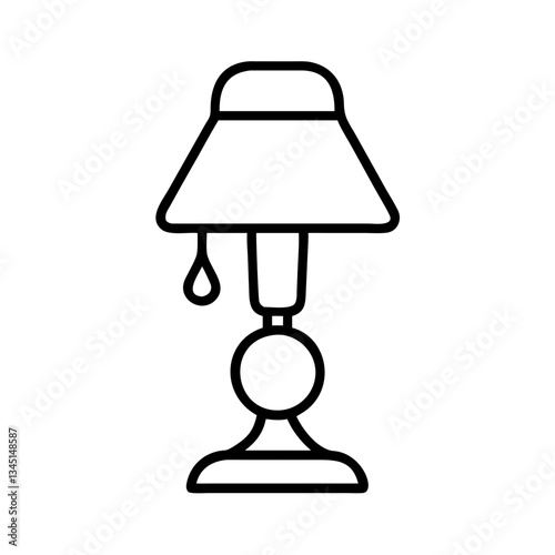 Line art lamp design with lampshade and pull chain  