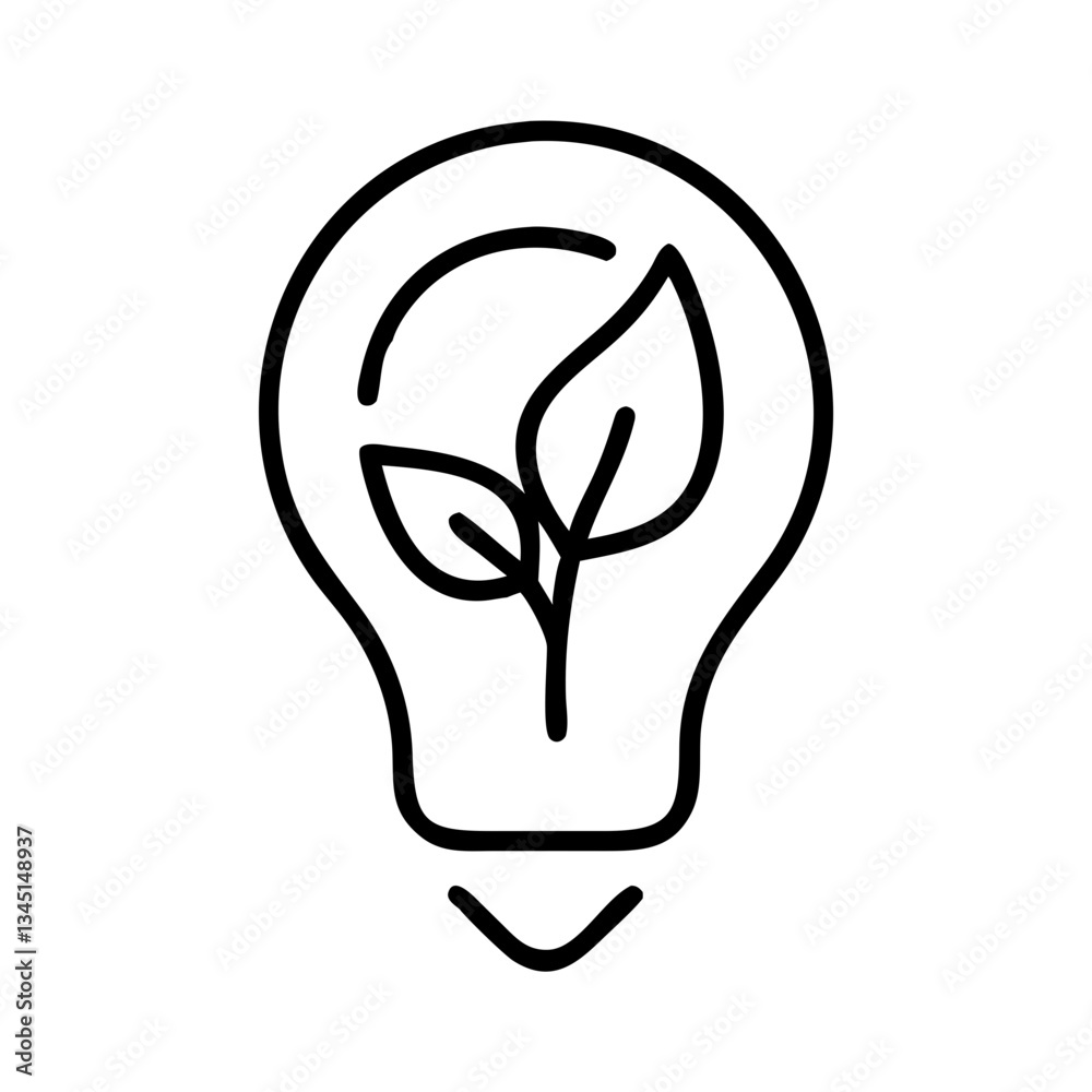 Obraz premium Eco-friendly light bulb with leaves in minimalist design 
