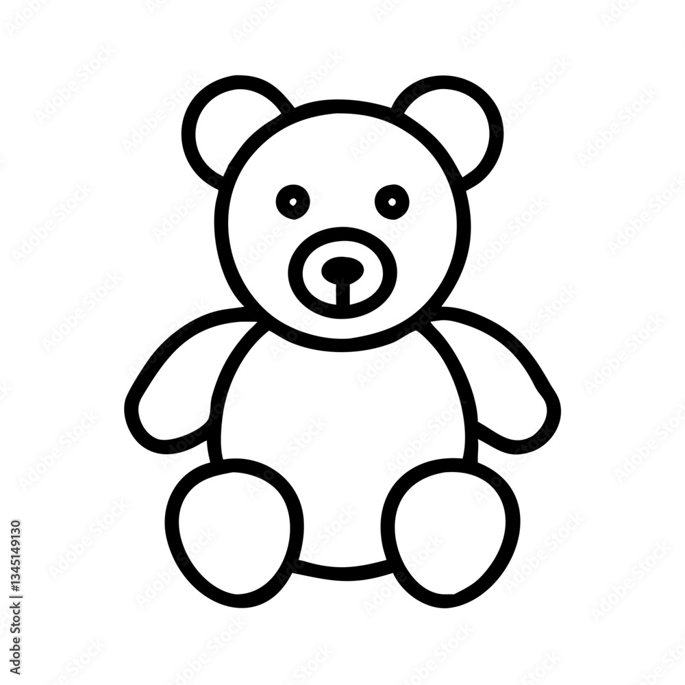 Fototapeta premium Cute teddy bear icon in simple line art style