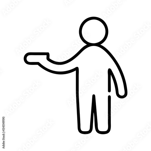 Icon of a person with an outstretched hand  