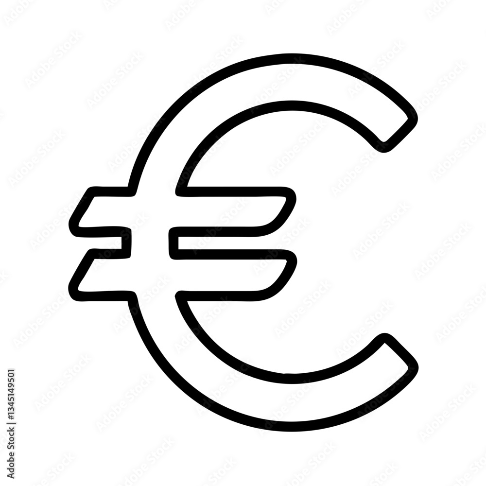 Euro symbol icon in minimalist design Euro symbol icon in minimalist design