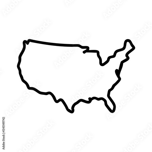 United States outline map in black on white background  