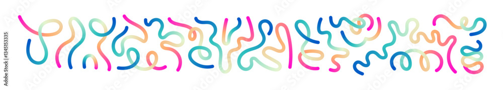 Abstract wavy gradient lines with fluid ribbon shapes, dynamic geometric pattern, and organic 3D design elements. Flat vector illustration isolated on white background. Abstract wavy gradient lines with fluid ribbon shapes, dynamic geometric pattern, and organic 3D design elements. Flat vector illustration isolated on white background.