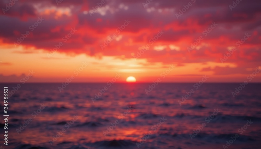 Fototapeta premium Dramatic Ocean Sunset Red and Purple Twilight Sky
