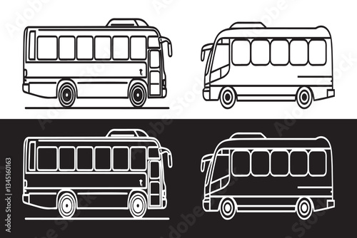 bus icon set vector