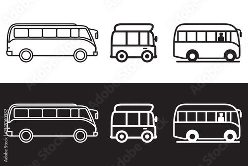 bus icon set vector