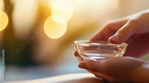 Wallpaper Mural Gentle Hands Holding a Clear Bowl with Soft Bokeh Background Ideal for Wellness and Relaxation Torontodigital.ca