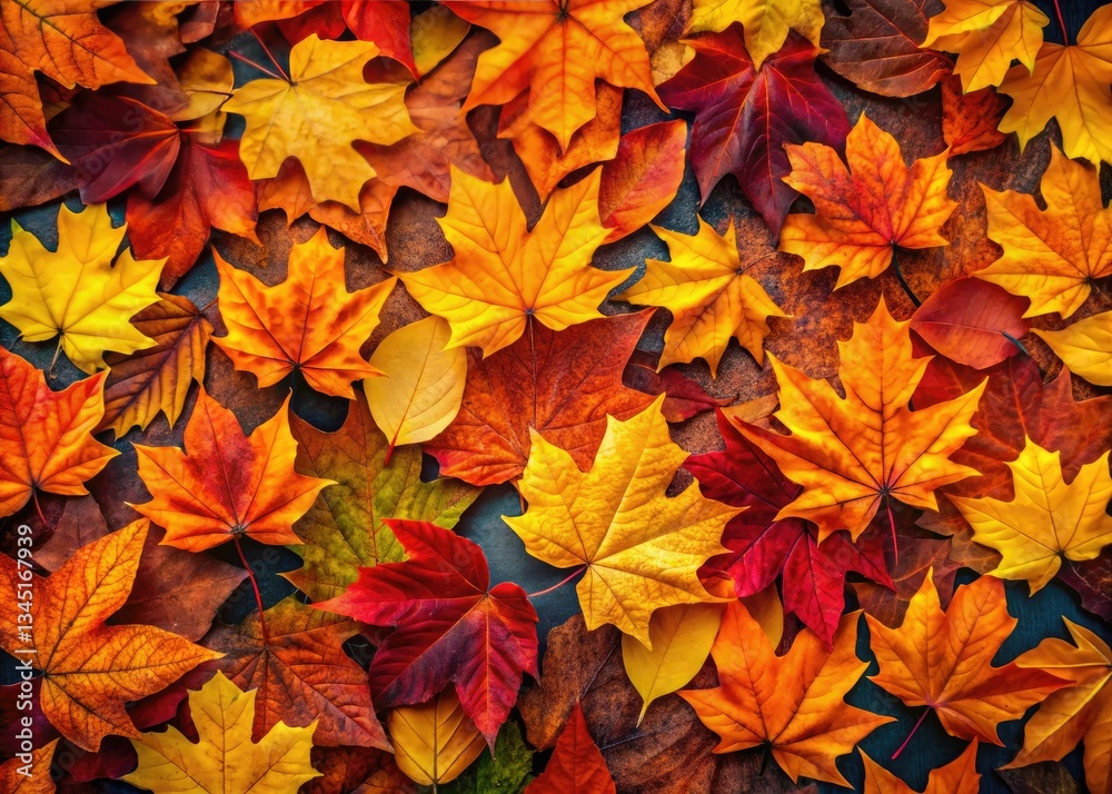 Aerial view of a colorful autumn leaf ground, ideal for seasonal designs and presentation templates with ample copy space. Aerial view of a colorful autumn leaf ground, ideal for seasonal designs and presentation templates with ample copy space.