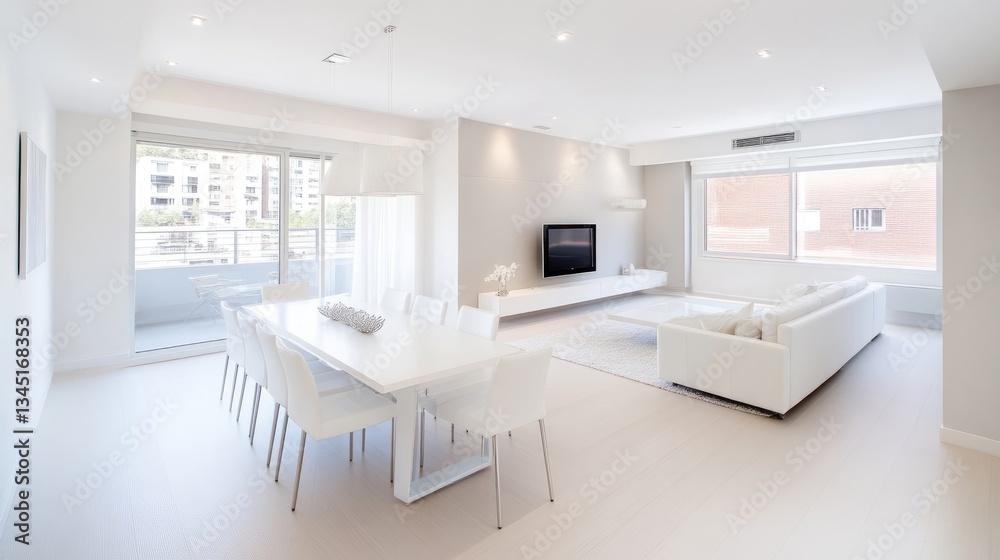 Fototapeta premium Modern, bright, open-plan apartment interior