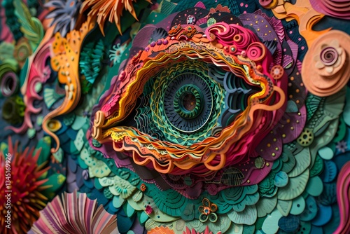 Wallpaper Mural Intricate Eye Design: Colorful Paper Quilling Art, Close-Up, Detailed Texture Torontodigital.ca