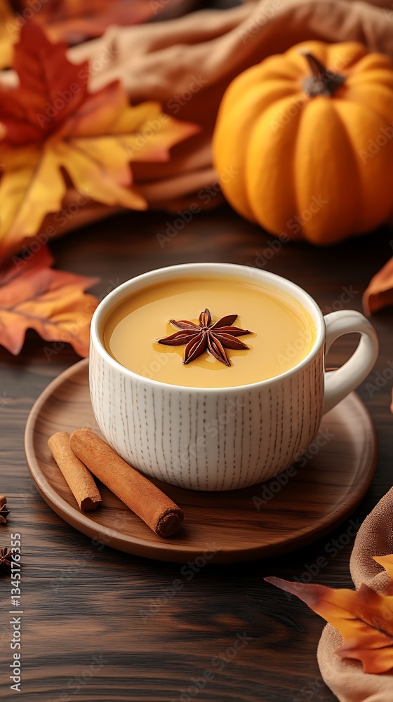 Autumn Pumpkin Spice Latte for Cozy Fall Drink. Autumn Pumpkin Spice Latte for Cozy Fall Drink.