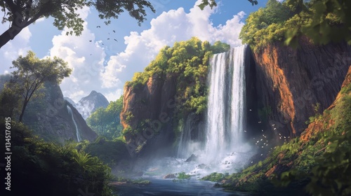Serene Waterfall Scene