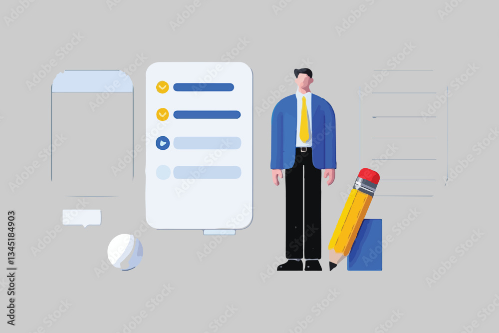 Character accounting debit and credit, calculating bills and income taxes. Financial management concept. Application interface for various devices with fast loading time, Character accounting debit and credit, calculating bills and income taxes. Financial management concept. Application interface for various devices with fast loading time,