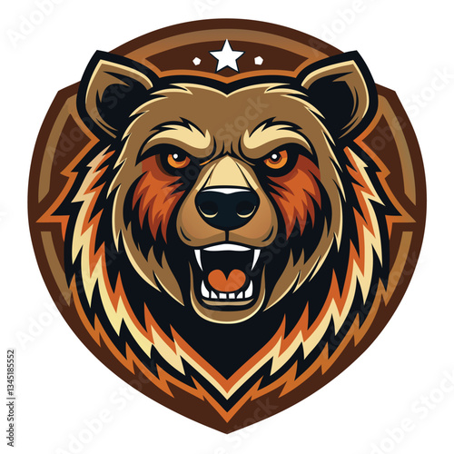 Vintage Retro Grizzly Bear Head Badge Logo and Stamp Design