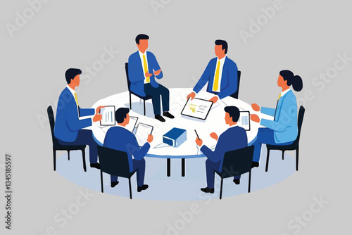 Business people at the meeting and advise Businessmen talking in the office isolated flat vector illustration 