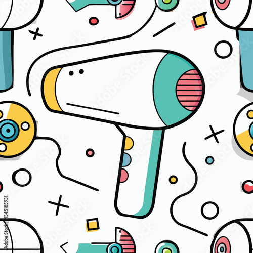 Hand-Drawn Hair Dryer Doodle Illustration in Simple Line Art Style