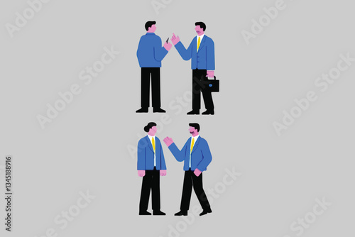 Wallpaper Mural Businessperson high-fiving (male) vector illustration Handshake of businessmen or diplomats after reaching an agreement, computer drawing, vector, silhouette  Torontodigital.ca