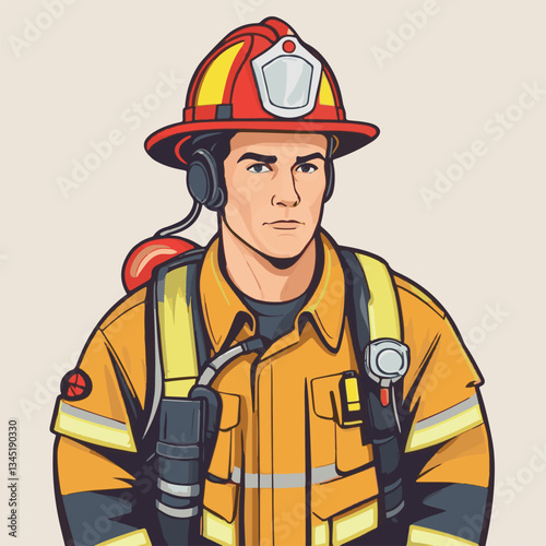 fireman, emergency, firefighter, safety, danger, fire, rescue, man, fighter, helmet, uniform, protection, red, service, equipment, background, hose, flame, extinguisher, burn, hero, job, water, work, 
