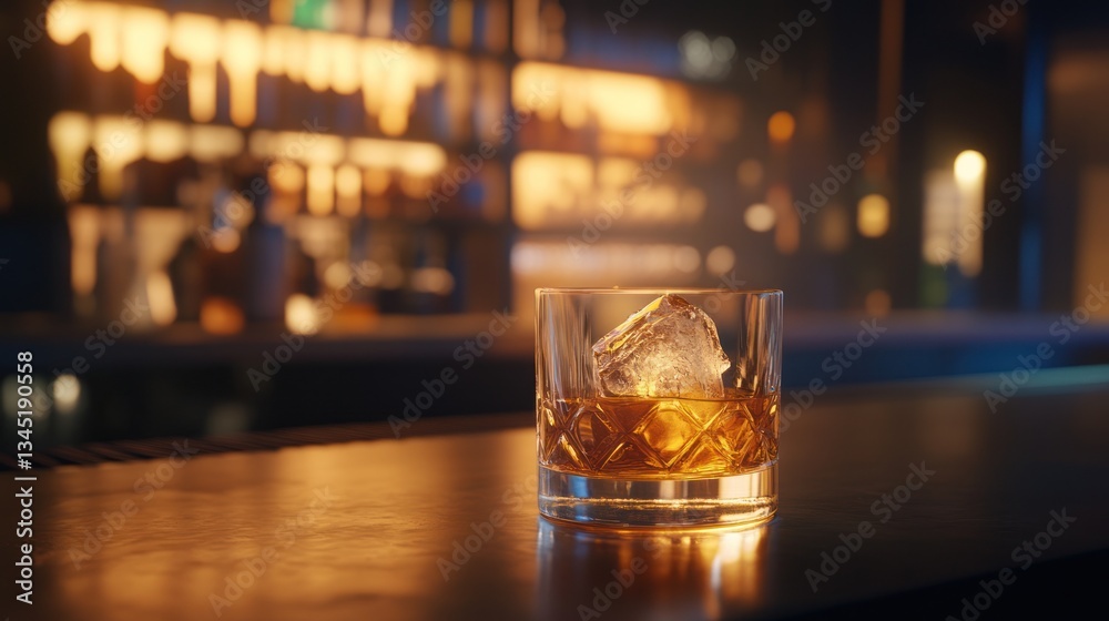 Whiskey on the Rocks at a dimly lit bar Whiskey on the Rocks at a dimly lit bar