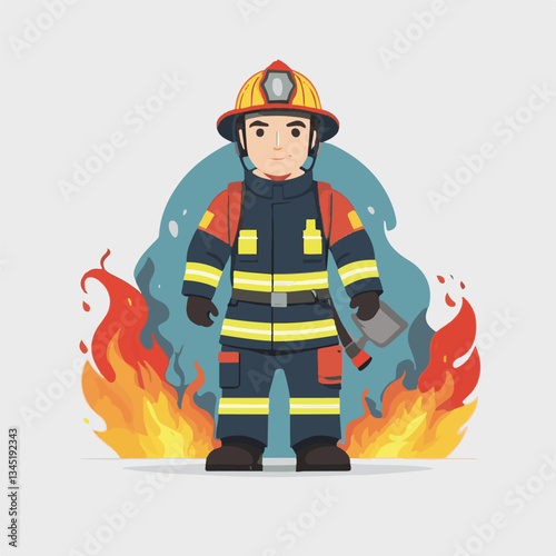 fireman, emergency, firefighter, safety, danger, fire, rescue, man, fighter, helmet, uniform, protection, red, service, equipment, background, hose, flame, extinguisher, burn, hero, job, water, work, 