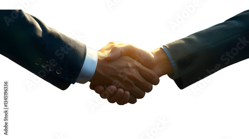 Handshake of two business partners closeup greeting of business finance High quality photo