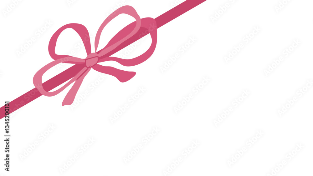 Pink ribbon bow hand drawn on banner. Decorative elements for holiday invitations and birthday cards. Vector illustration. Pink ribbon bow hand drawn on banner. Decorative elements for holiday invitations and birthday cards. Vector illustration.