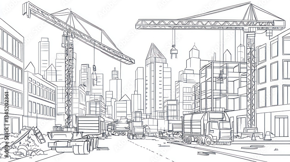 Architectural blueprint of city under construction Architectural blueprint of city under construction