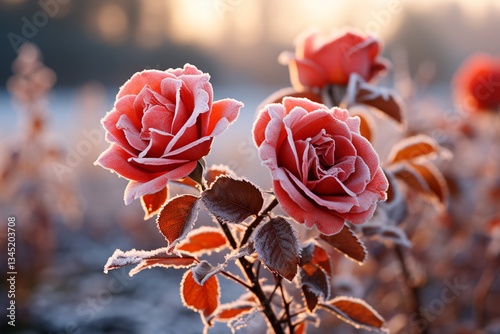ethereal symphony of nature cycles unfolds in autumn landscape, as first frost delicately caresses vibrant foliage, harmoniously blending crisp air and unveiling transformative beauty of harmonious co