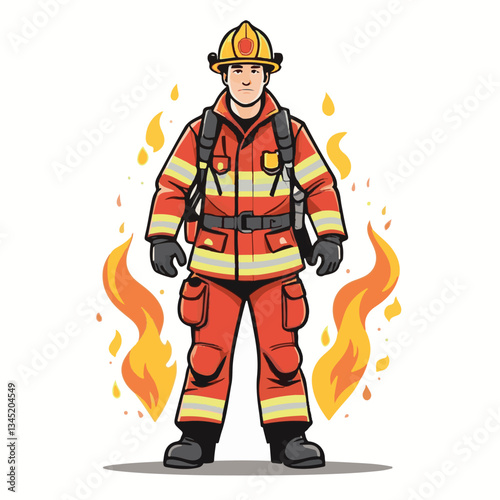 fireman, emergency, firefighter, safety, danger, fire, rescue, man, fighter, helmet, uniform, protection, red, service, equipment, background, hose, flame, extinguisher, burn, hero, job, water, work, 