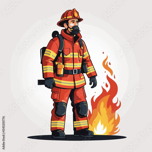 fireman, emergency, firefighter, safety, danger, fire, rescue, man, fighter, helmet, uniform, protection, red, service, equipment, background, hose, flame, extinguisher, burn, hero, job, water, work, 