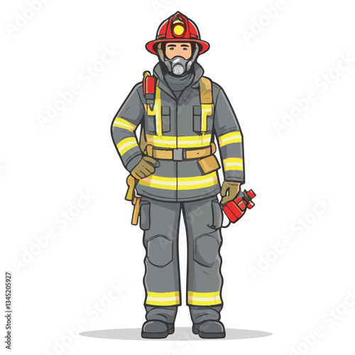 fireman, emergency, firefighter, safety, danger, fire, rescue, man, fighter, helmet, uniform, protection, red, service, equipment, background, hose, flame, extinguisher, burn, hero, job, water, work, 