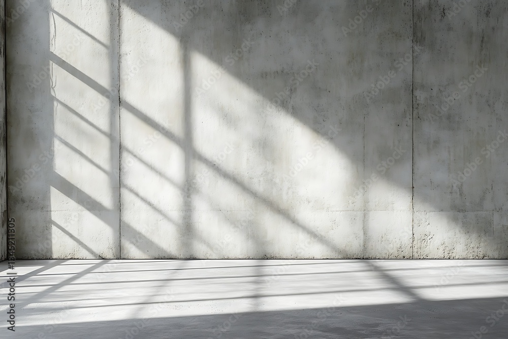 Sunlit Concrete Room Interior with Shadow Patterns Sunlit Concrete Room Interior with Shadow Patterns