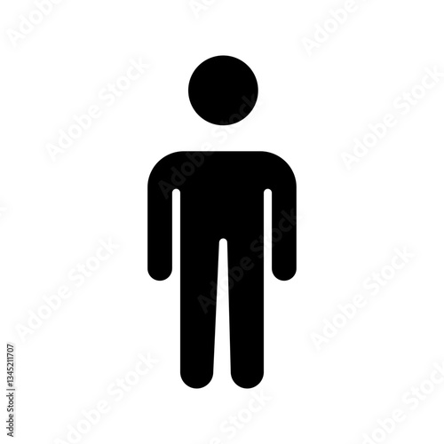 Stick Figure Man Person Stand Standing Single Pedestrian Black White Silhouette Sign Symbol Icon Vector Graphic Clipart Illustration Artwork Pictogram