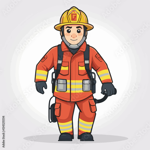 fireman, safety, emergency, firefighter, danger, rescue, fire, man, fighter, uniform, equipment, protection, helmet, service, flame, burn, water, profession, extinguisher, vector, red, hose, backgroun