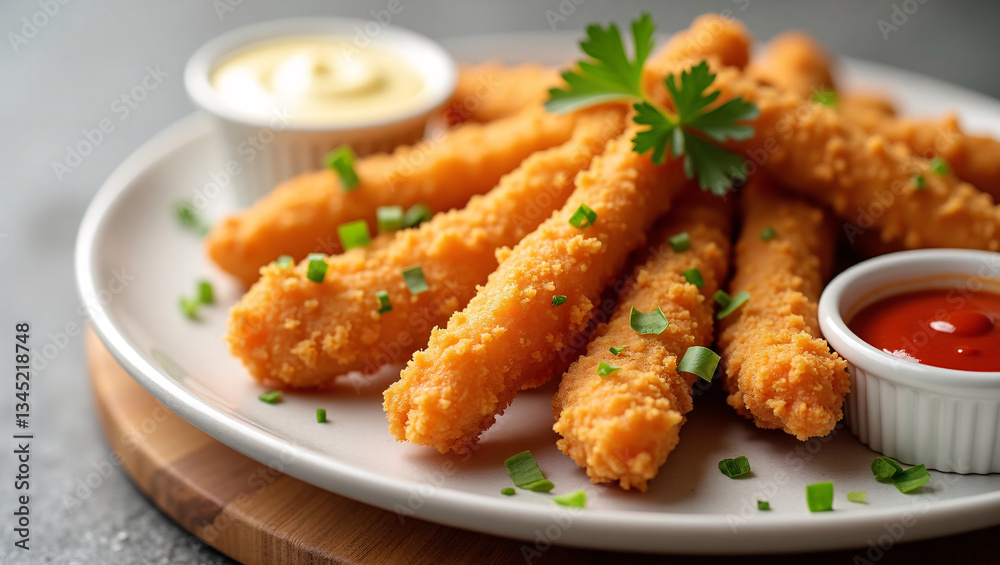 Crispy Chicken Fingers with Dipping Sauces Crispy Chicken Fingers with Dipping Sauces
