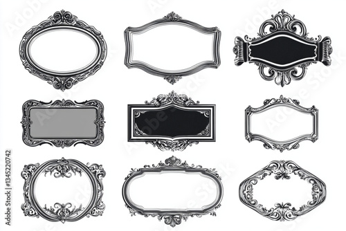 Collection of ornate vintage style frames on white background
