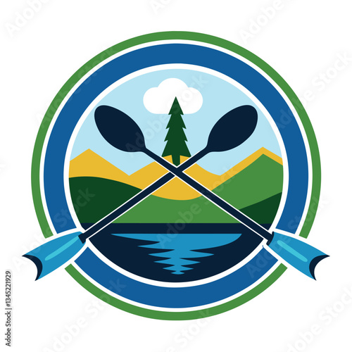 Peaceful Kayaking Adventure on a Scenic River Stream with Silhouetted Paddles