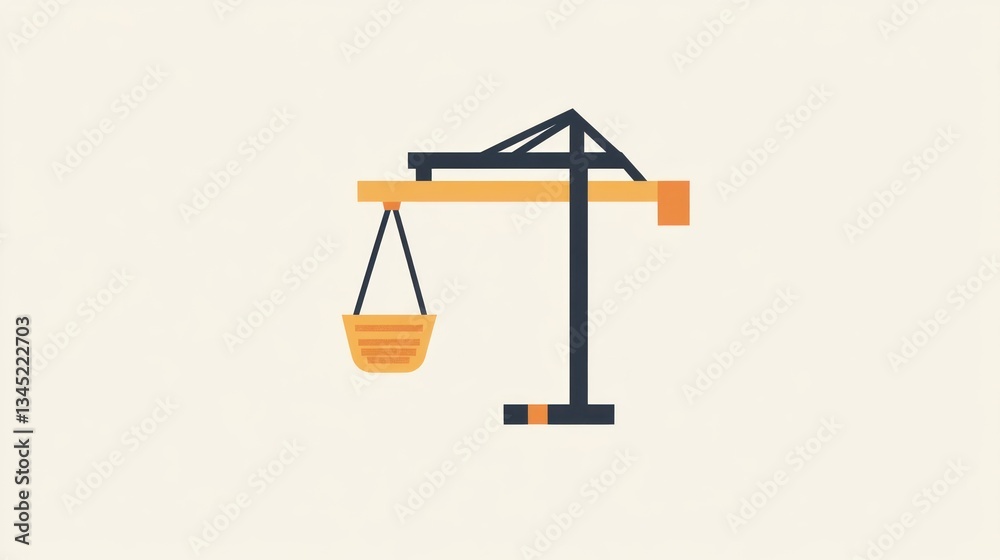 Simple Crane Illustration for Construction Project