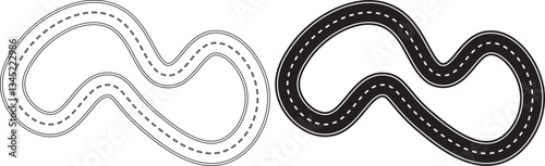 top view racing circuit icon set