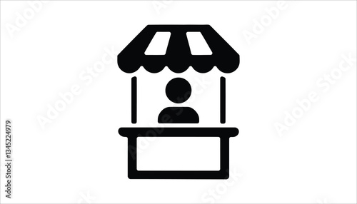 Market Stall with Vendor Icon. Street Market Vector.