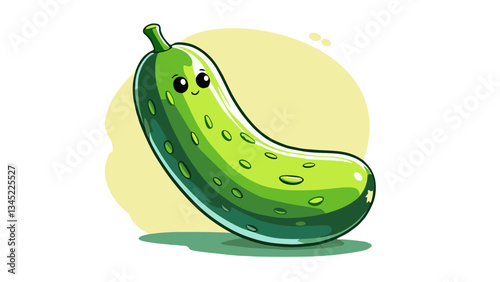 Icon of a funny green cucumber, minimalist style, simple and playful design