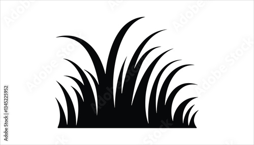 Black Grass Silhouette Vector. Nature Icon.